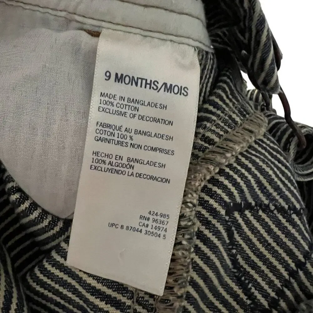 OshKosh B ’gosh Vestbak By Oshkosh Overall Railroad Striped 9Months